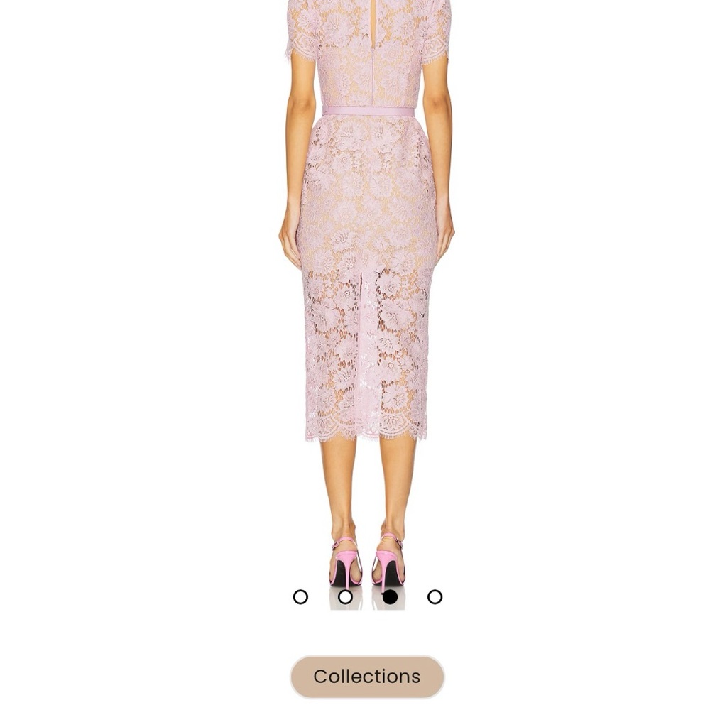 Self-Portrait Lace Midi Dress in Light Pink